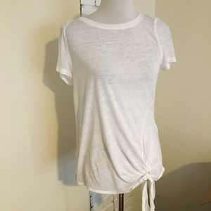 Susina NWOT Side Tie Semi-sheer Top S White Tee
